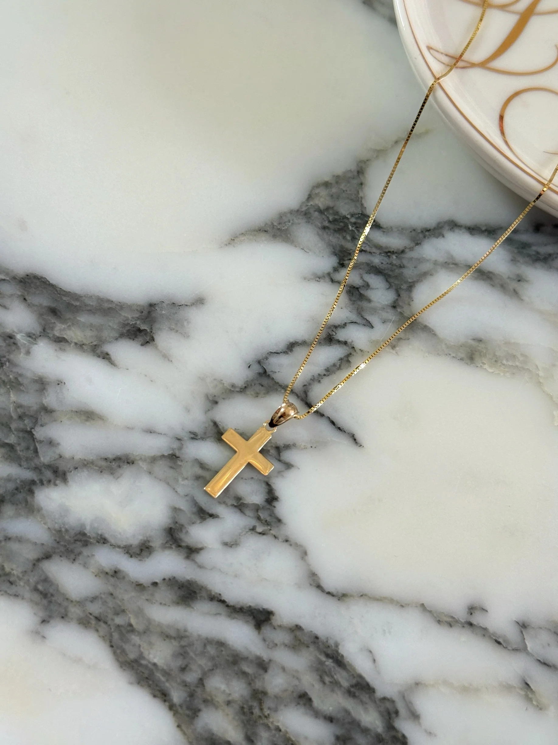 14K GLOSSY CROSS