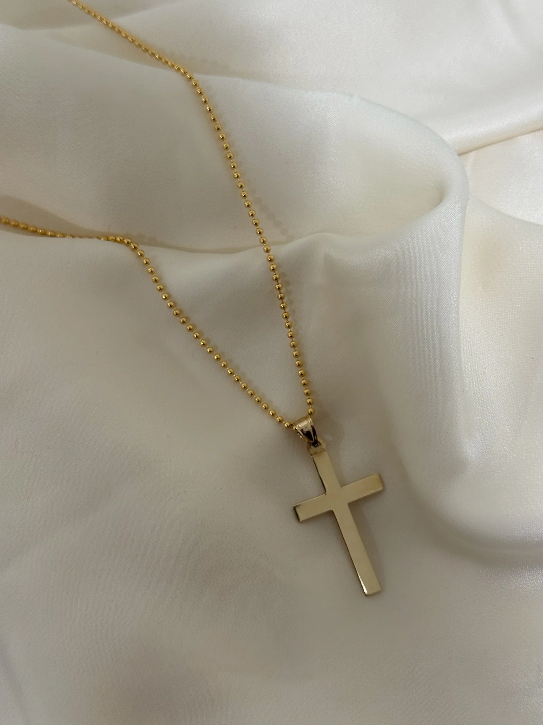 14K VINTAGE GLOSSY CROSS - Image 3