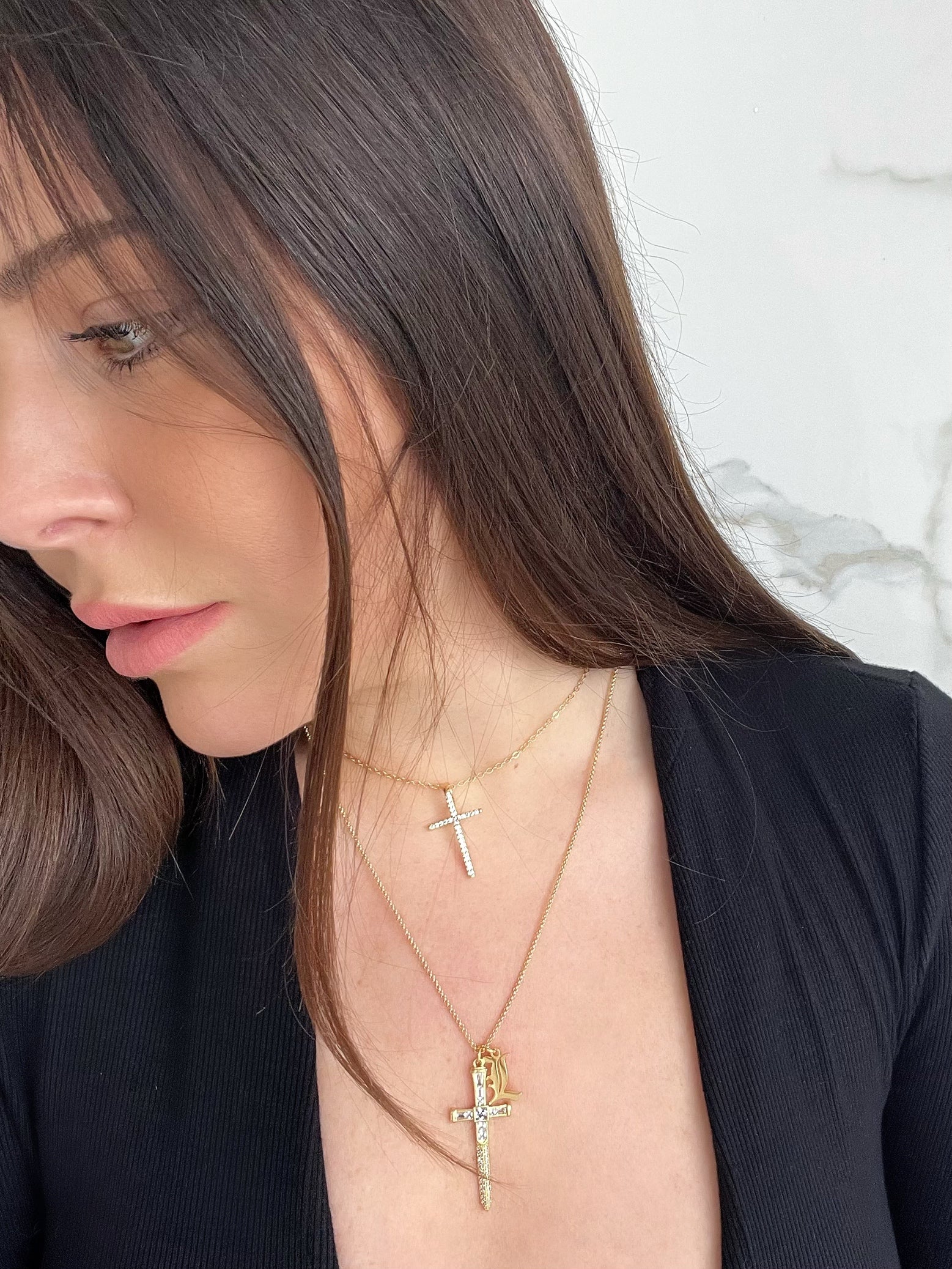 BIJOU FLOATING CROSS (14K GOLD FILLED) - Image 2