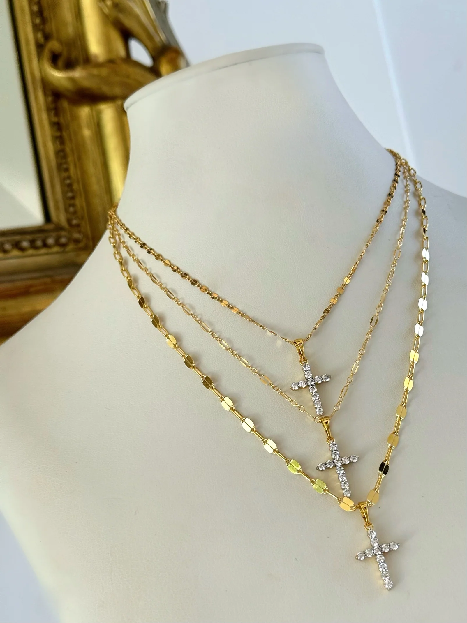 ÈTOILE LAYERING CHAINS & CROSSES (14K GOLD FILLED) - Image 4